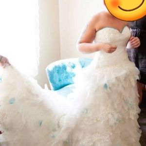 David's Bridal | Dresses | Galina Signature Wedding Gown From Davids Bridal  With Turquoise Accents Size | Poshmark